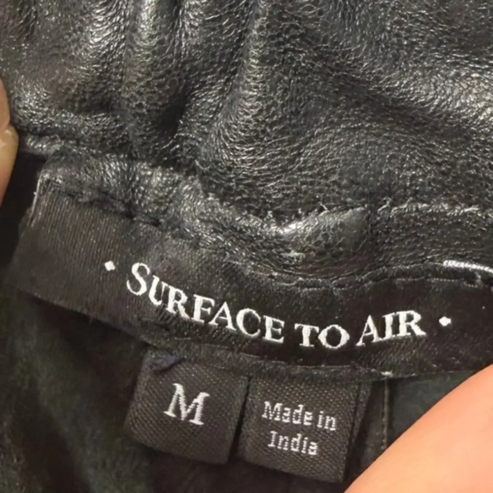 Surface to Air Black Lamb Nappa Leather Shorts Elastic Waist Men’s Size M